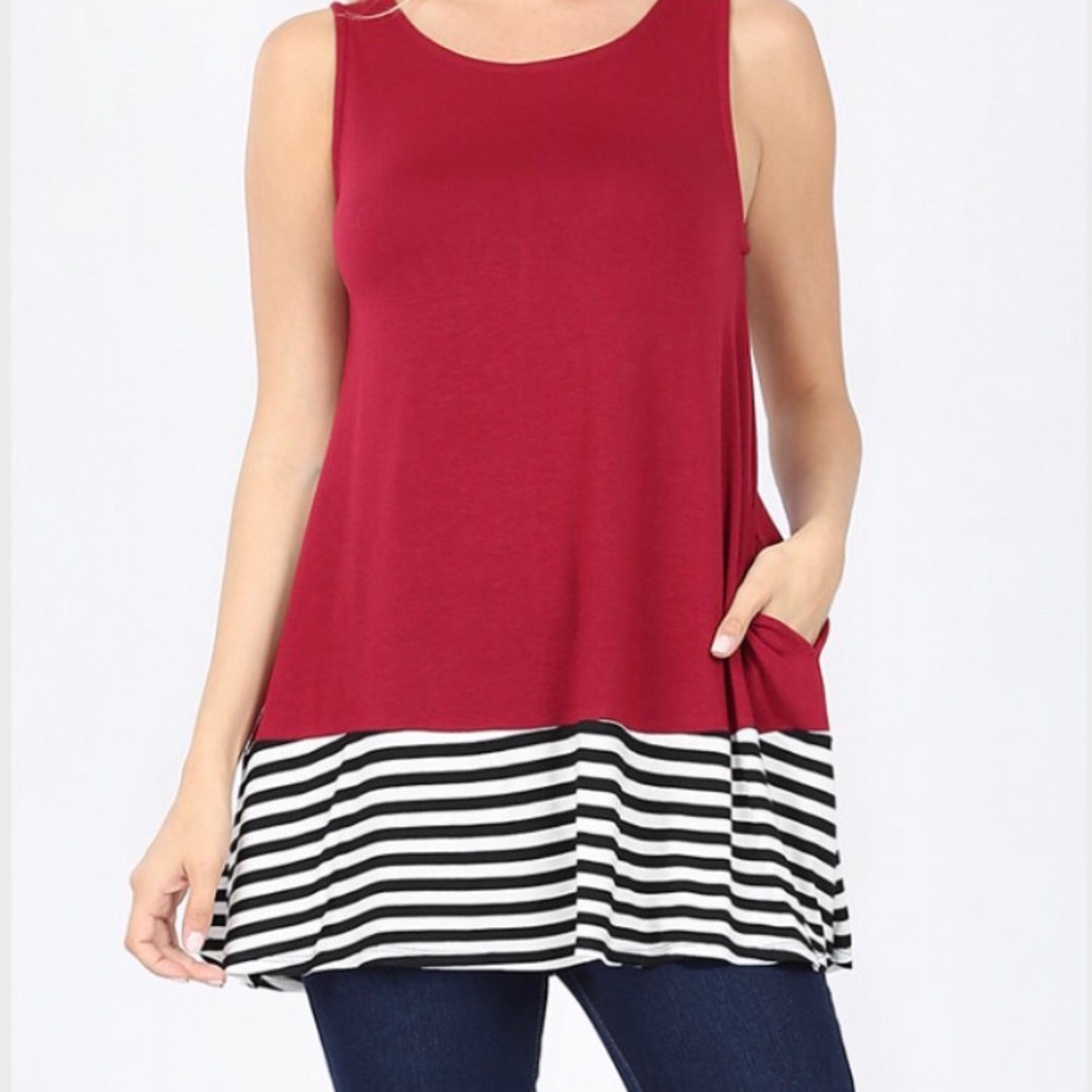 Red with Stripes Tank